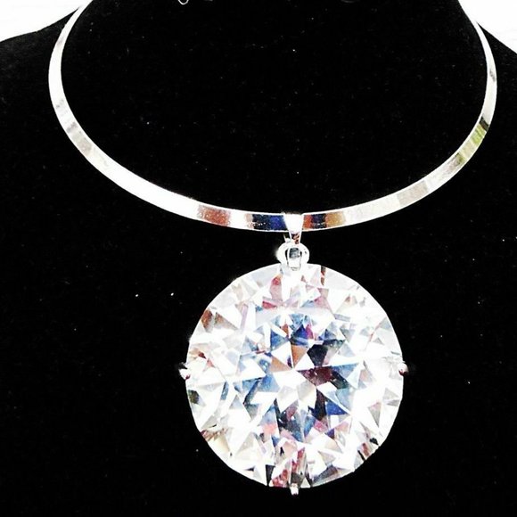 GIANT "DIAMOND-LIKE" PENDANT NECKLACE - Picture 1 of 2
